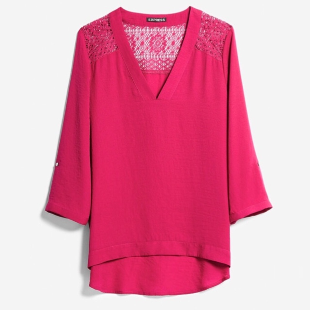 EXPRESS NWOT Deep V-neck lace back blouse